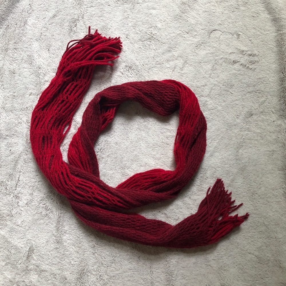 Versatile Red Fringe Scarf